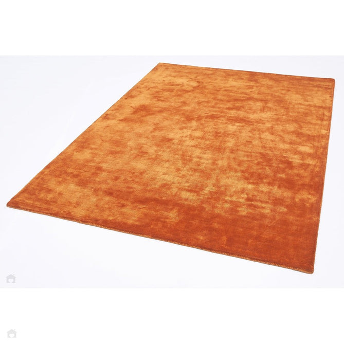 Katherine Carnaby Chrome Modern Designer Plain High-Density Heavyweight Hand-Woven Silky Smooth Shimmer Viscose Paprika Orange Rug-Asiatic Carpets-Rug Love - The Most Loved Rug Store