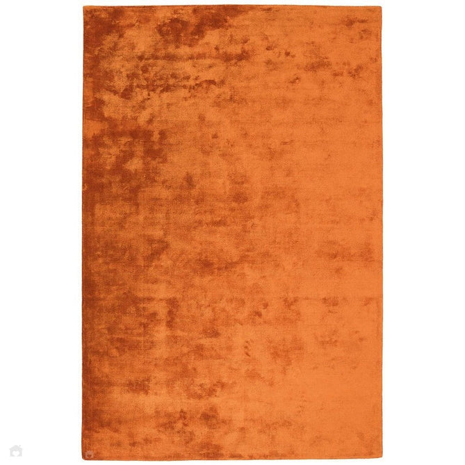 Katherine Carnaby Chrome Modern Designer Plain High-Density Heavyweight Hand-Woven Silky Smooth Shimmer Viscose Paprika Orange Rug-Asiatic Carpets-Rug Love - The Most Loved Rug Store