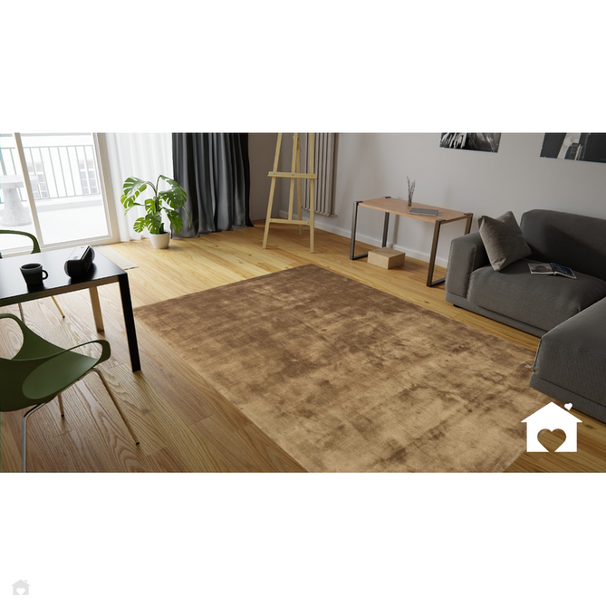 Katherine Carnaby Chrome Modern Designer Plain High-Density Heavyweight Hand-Woven Silky Smooth Shimmer Viscose Tan Brown Rug-Asiatic Carpets-Rug Love - The Most Loved Rug Store