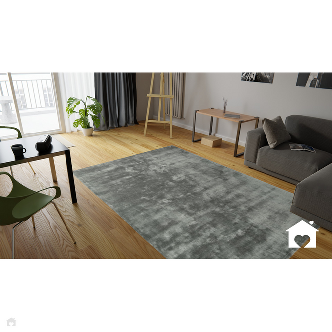 Katherine Carnaby Chrome Modern Designer Plain High-Density Heavyweight Hand-Woven Silky Smooth Shimmer Viscose Zinc Grey Rug-Asiatic Carpets-Rug Love - The Most Loved Rug Store