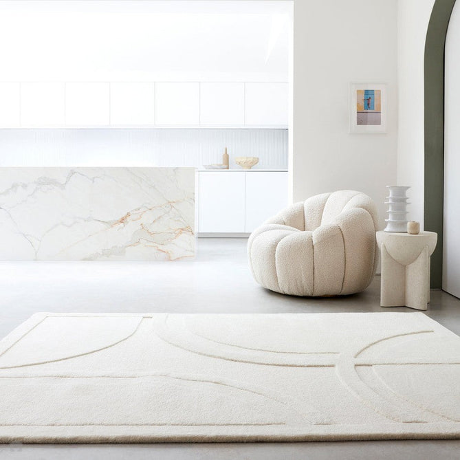 Olsen Movement Modern Plain Abstract Hand Carved Hi-Low Textured Wool Cream Rug-Asiatic Carpets-Rug Love - The Most Loved Rug Store