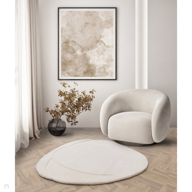 Olsen Ridge Modern Plain Abstract Hand Carved Hi-Low Textured Wool Oval Cream Rug-Asiatic Carpets-Rug Love - The Most Loved Rug Store