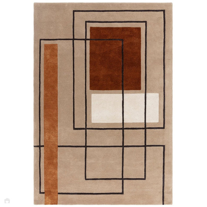 Reef RF20 Outline Modern Geometric Hand-Woven Wool Terracotta/Beige Rug-Asiatic Carpets-Rug Love - The Most Loved Rug Store