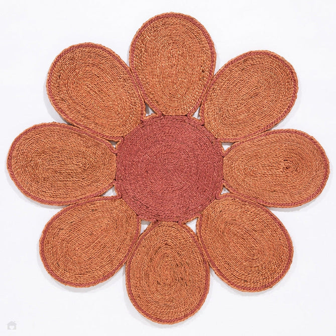 Spinningfields Jute Single Flower Pink Round Rug-Esselle Rugs-Rug Love - The Most Loved Rug Store