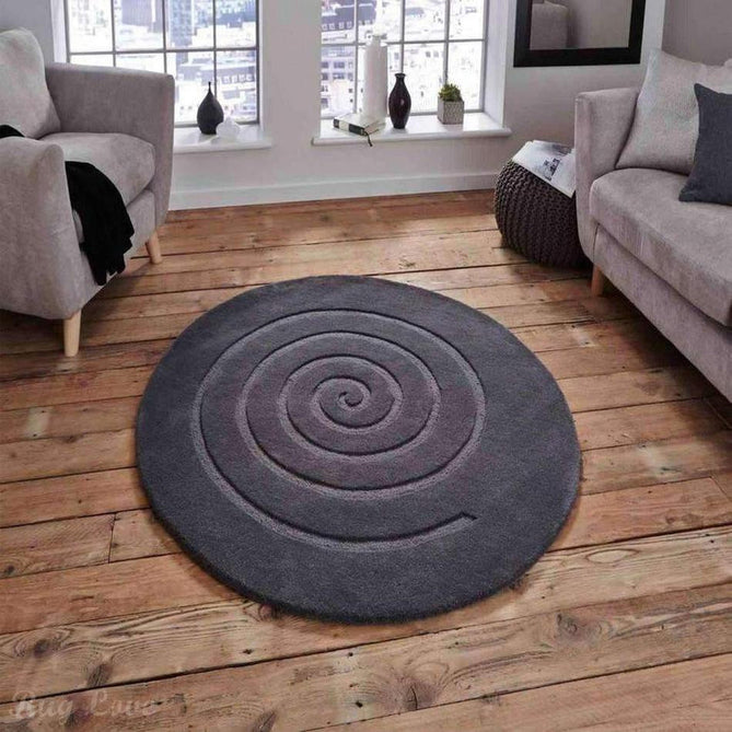 Spiral Grey Round Rug-Think Rugs-Rug Love - The Most Loved Rug Store